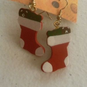 Handmade Wooden Stocking earrings